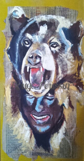 Tableau Acrylique de la fête de l'ours à Saint-Laurent-de-Cerdans