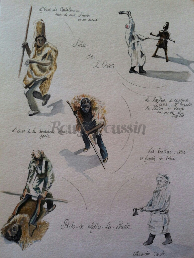 Aquarelle de croquis sur la fête de l'ours à Prats-de-Mollo