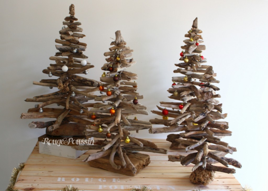 Sapin de noël en bois flotté . . . - Rouge poussin