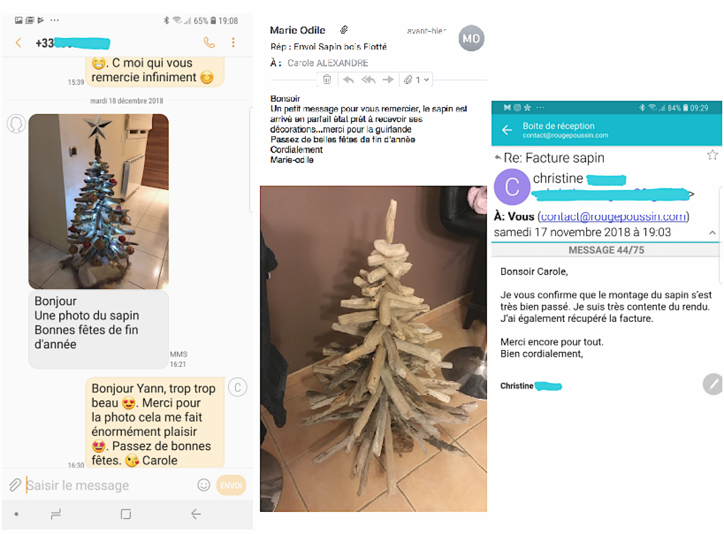 Messages de clients pour dire merci suite à leur achat