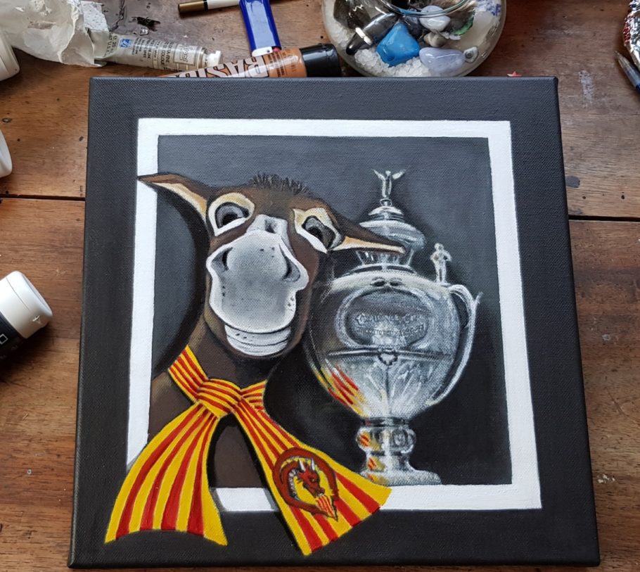 Tableau de l'emblème catalan et de la Challenge Cup