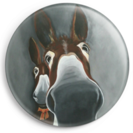 Le magnet 1,2,3 ... Soleil représente le portrait de deux ânes catalans, reproduction du tableau réalisé à l'acrylique par l'artiste peintre Carole Alexandre