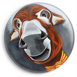Le magnet Anatole représente le portrait d'un âne catalan, reproduction du tableau réalisé à l'acrylique par l'artiste peintre Carole Alexandre