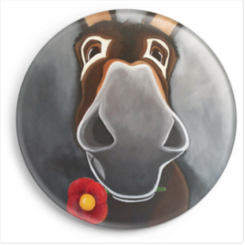 Le magnet de Balou représente le portrait d'un âne catalan. Reproduction du tableau réalisé à l'acrylique par l'artiste peintre Carole Alexandre.